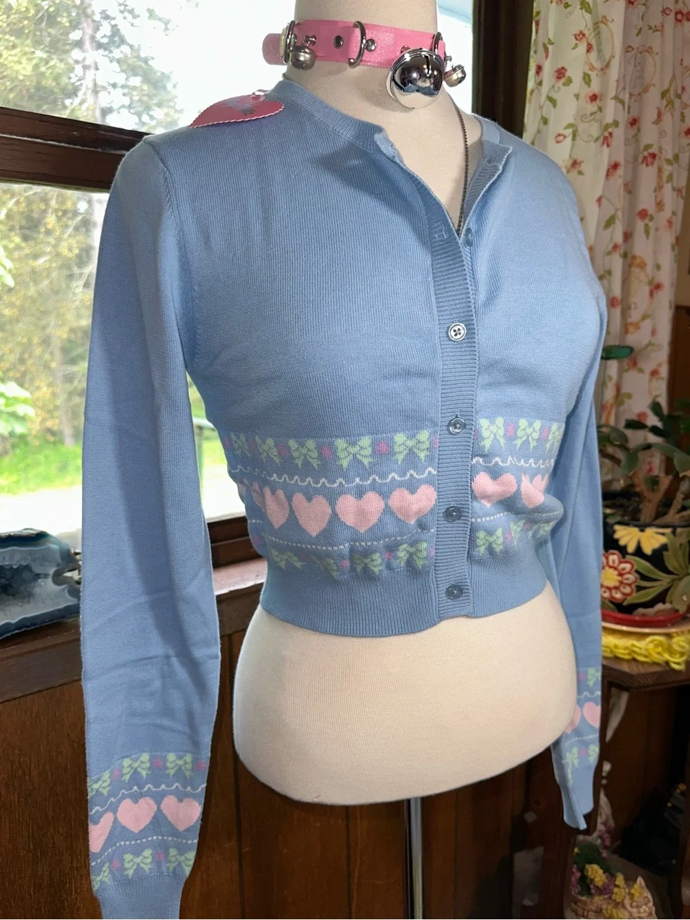 Dolls Kill • Sugar Thrillz Passion For You Intarsia Cute Pastel Cardigan Sweater